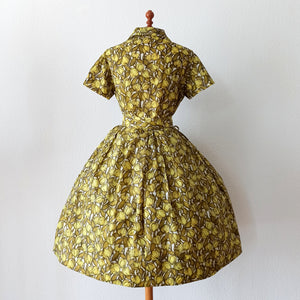 1950s - MARIE BONHEUR, Paris - Fabulous Belted Dress - W34 (86cm)