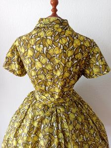 1950s - MARIE BONHEUR, Paris - Fabulous Belted Dress - W34 (86cm)