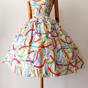 VTG Does 50s - Spectacular Colorful Cotton Dress  - W28/32 (70/82cm)