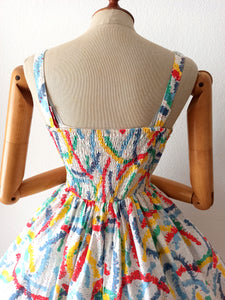 VTG Does 50s - Spectacular Colorful Cotton Dress  - W28/32 (70/82cm)