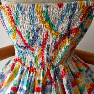 VTG Does 50s - Spectacular Colorful Cotton Dress  - W28/32 (70/82cm)