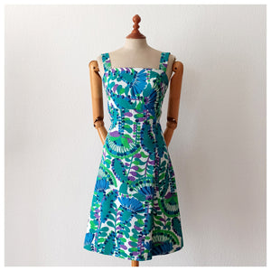 1960s - Gorgeous Psychedelic Cotton Dress  - W28.5 (72cm)