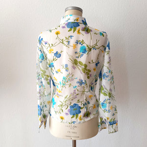 1970s - ANDRÉ BER, France -  Deadstock - Smoked Cotton Blouse - Sz. M/L