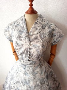 1950s - Gorgeous Novelty Floral Cotton Dress - W30 (76cm)