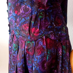 1940s - Stunning Roseprint Rayon Crepe Dress - W33 (84cm)