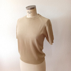 1960s - SNIA, Spain - Adorable Beige Cardigan & Top Knit Set - Sz. Medium