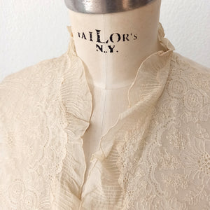 1940s - Exquisite Handmade French Silk Sheer Blouse - W31 (80cm)