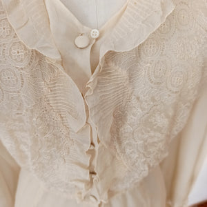 1940s - Exquisite Handmade French Silk Sheer Blouse - W31 (80cm)