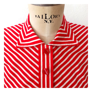 1940s - Iconic Candy Cane Striped Cotton Dress - W27 (68cm)