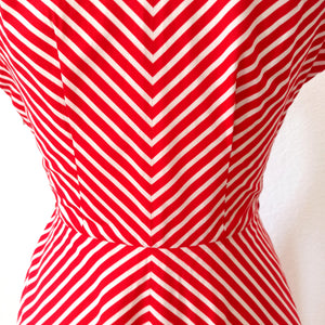 1940s - Iconic Candy Cane Striped Cotton Dress - W27 (68cm)