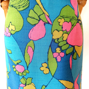 1960s - Gorgeous Abstract Floral Rayon Dress - W33 (84cm)