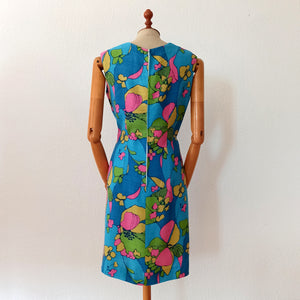 1960s - Gorgeous Abstract Floral Rayon Dress - W33 (84cm)