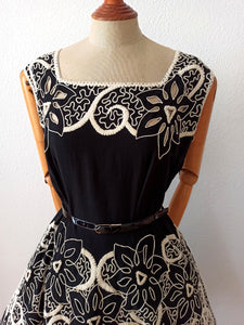 1950s - Spectacular Black See-Through Cotton Dress - W26/33 (66/84cm)