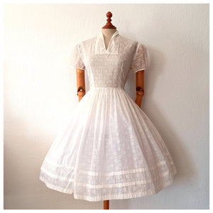 1950s - Lovely See-through Smoked Cotton Wedding Dress - W30 (76cm)