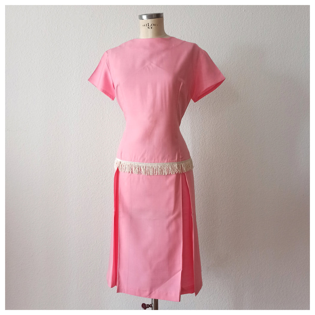 1950s 1960s - G. GERMAIN, Paris - Deadstock Pink Dress - W34 (86cm)