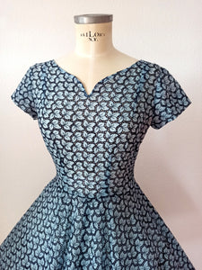 1950s - Stunning See-Through Cotton Leaves Dress - W27 (68cm)