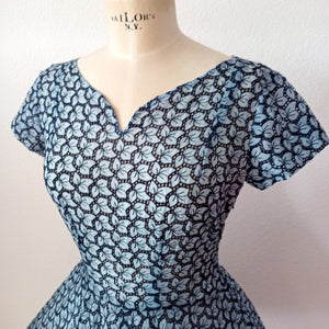 1950s - Stunning See-Through Cotton Leaves Dress - W27 (68cm)