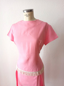 1950s 1960s - G. GERMAIN, Paris - Deadstock Pink Dress - W34 (86cm)