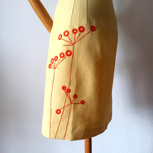 1960s - Unworn - Gorgeous Embroidery Linen Dress - W30 (76cm)