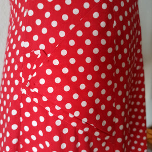 1940s - Adorable Red Dots Pockets Cotton Dress - W27.5 (70cm)