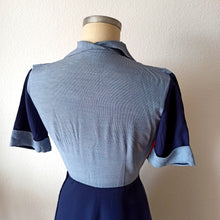 Load image into Gallery viewer, 1940s - Gorgeous Lilac Blue Gabardine Rayon Dress - W26 (66cm)
