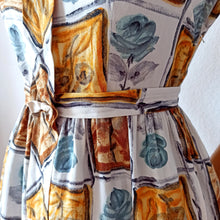 Load image into Gallery viewer, 1950s 1960s - Gorgeous Roseprint Cotton Dress - W27.5 (70cm)
