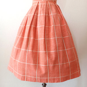 1950s - Adorable Massive Buttons Salmon Bolero Dress - W27.5 (70cm)