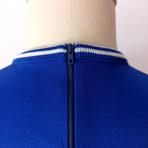 1960s - GURLON, France - Deadstock Royal Blue Cardigan Top Set - Sz. 46