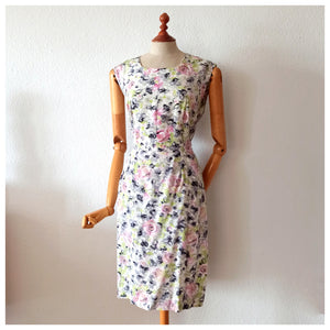 1950s 1960s - Gorgeous Roseprint Rayon Dress - W42 (106cm)