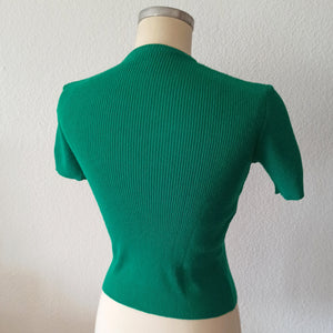 1960s - Green Knit Top