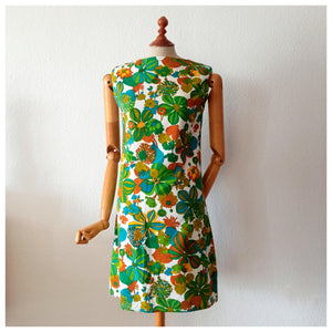 1960s - Fabulous Psychedelic Floral Print Dress - W34 (86cm)