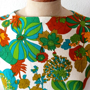 1960s - Fabulous Psychedelic Floral Print Dress - W34 (86cm)