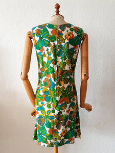 1960s - Fabulous Psychedelic Floral Print Dress - W34 (86cm)