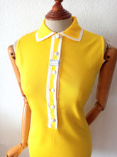 Laden Sie das Bild in den Galerie-Viewer, 1960s - TYSSABRIL, France - DEADSTOCK Yellow Twiggy Dress - W30 (76cm)
