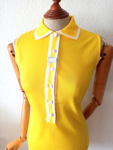 1960s - TYSSABRIL, France - DEADSTOCK Yellow Twiggy Dress - W30 (76cm)