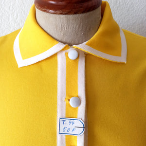 1960s - TYSSABRIL, France - DEADSTOCK Yellow Twiggy Dress - W30 (76cm)