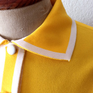 1960s - TYSSABRIL, France - DEADSTOCK Yellow Twiggy Dress - W30 (76cm)