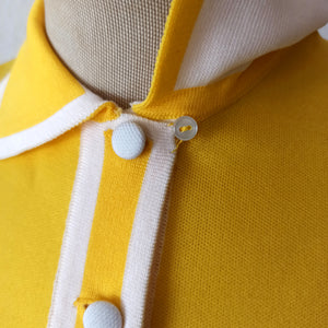 1960s - TYSSABRIL, France - DEADSTOCK Yellow Twiggy Dress - W30 (76cm)