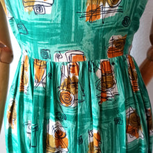 Load image into Gallery viewer, 1950s 1960s - Gorgeous Abstract Rayon Summer Dress - W27.5 (70cm)
