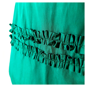 1950s 1960s - Gorgeous French Green Cotton Dress - W28.5 (72cm)