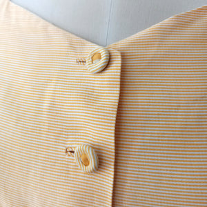 1950s - Adorable French Butter Yellow Striped Bolero Dress - W29 (74cm)