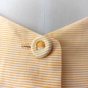 1950s - Adorable French Butter Yellow Striped Bolero Dress - W29 (74cm)