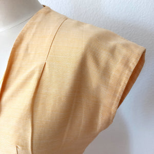 1950s - Adorable French Butter Yellow Striped Bolero Dress - W29 (74cm)