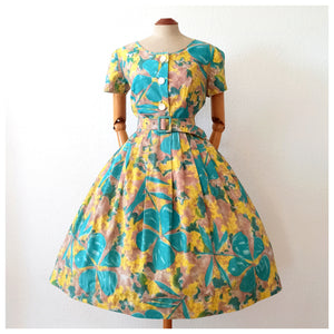 1950s - BOUSSAC de PARIS, France - Stunning Cotton Dress - W29 (74cm)