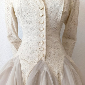 1950s - Italian Couture - Outstanding Cotton Lace Wedding Dress - W28 (70cm)