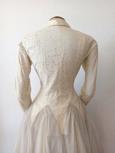 1950s - Italian Couture - Outstanding Cotton Lace Wedding Dress - W28 (70cm)