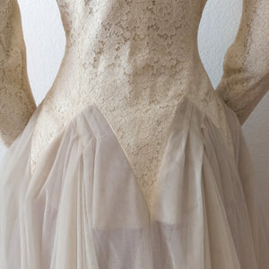 1950s - Italian Couture - Outstanding Cotton Lace Wedding Dress - W28 (70cm)