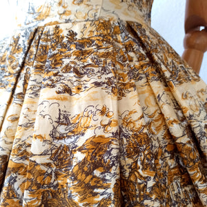 1950s - Fabulous Novelty Print Cotton Dress - W27.5 (70cm)