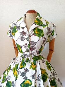 1950s - FONTANOR, Belgium - Fabulous Roseprint Dress - W30 (76cm)