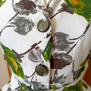 1950s - FONTANOR, Belgium - Fabulous Roseprint Dress - W30 (76cm)